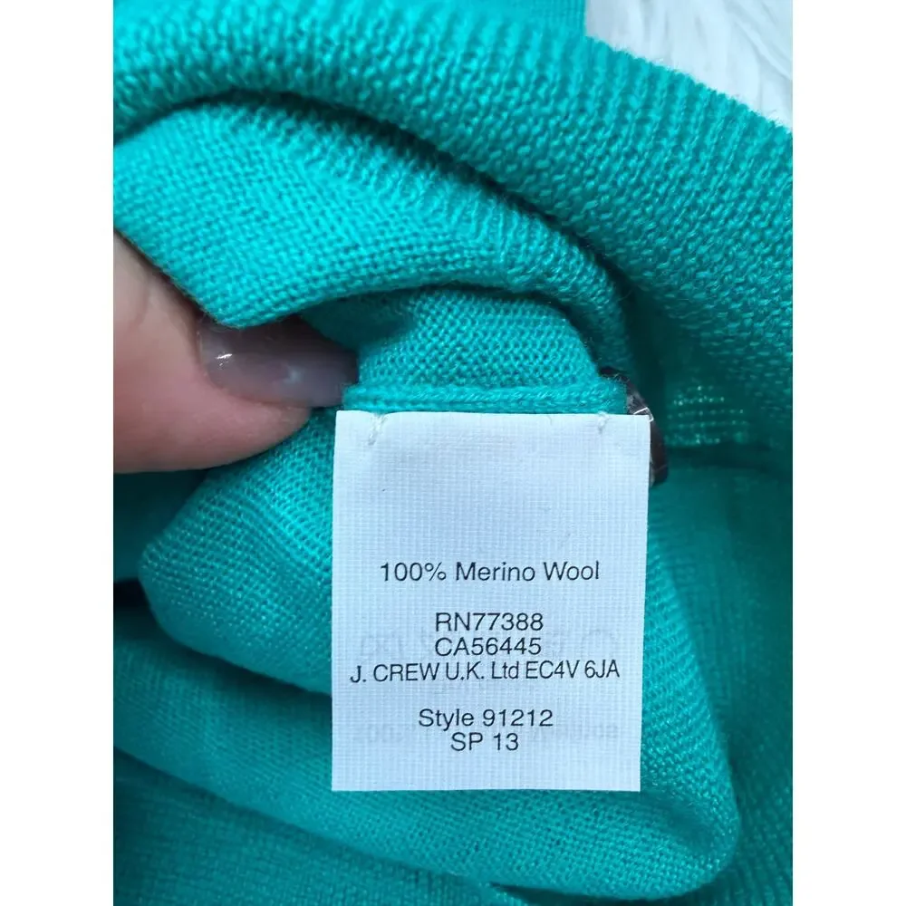 J. Crew 100% Merino Wool Tippi Cardigan Teal Size S Classic Preppy Old Money